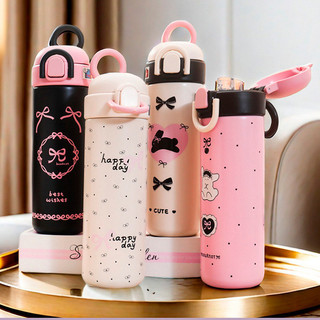 Bình giữ nhiệt bằng thép không gỉ 316 cao cấp dung tích 500ml in họa tiết nơ xinh dễ thương