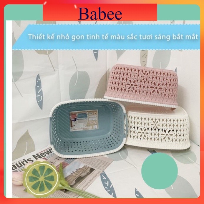 Rổ nhựa giả đan mây có quai cầm Việt Nhật, giỏ hoa 2 size màu pastel xinh xắn (MS: 3377) – Buôn Rẻ 00690 Babee
