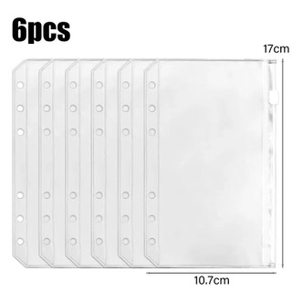 YSANH 6 Túi Chất Kết Dính 6 Lỗ, Túi Chất Kết Dính Dây Kéo PVC A6, Túi Hóa Đơn Chống Thấm Nước Trong Suốt Tiết Kiệm Thử Thách Túi Chất Kết Dính