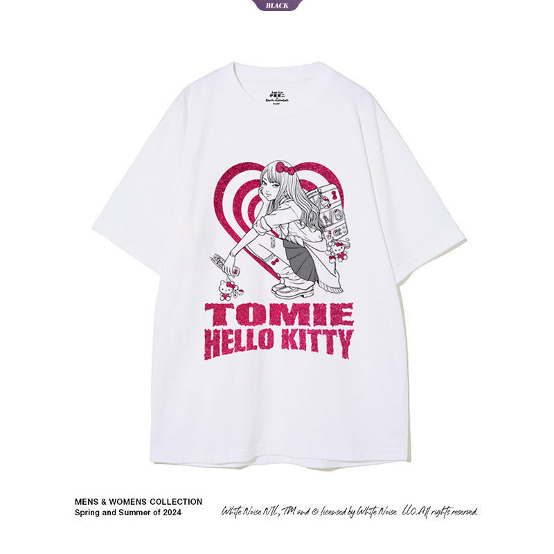 Ito Junji Đồng thương hiệu Sanrio Hello Kitty và Tomie Linkage Áo ngắn tay nam nữ thứ cấp [BL]