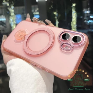 【 Ốp lưng iphone16 】 Giá đỡ xoay ống kính kim loại Vỏ điện thoại iphone16 Pro Max 15 14 13 12 11 cho vỏ iPhone Vỏ mềm silicon TPU + PC chống sốc