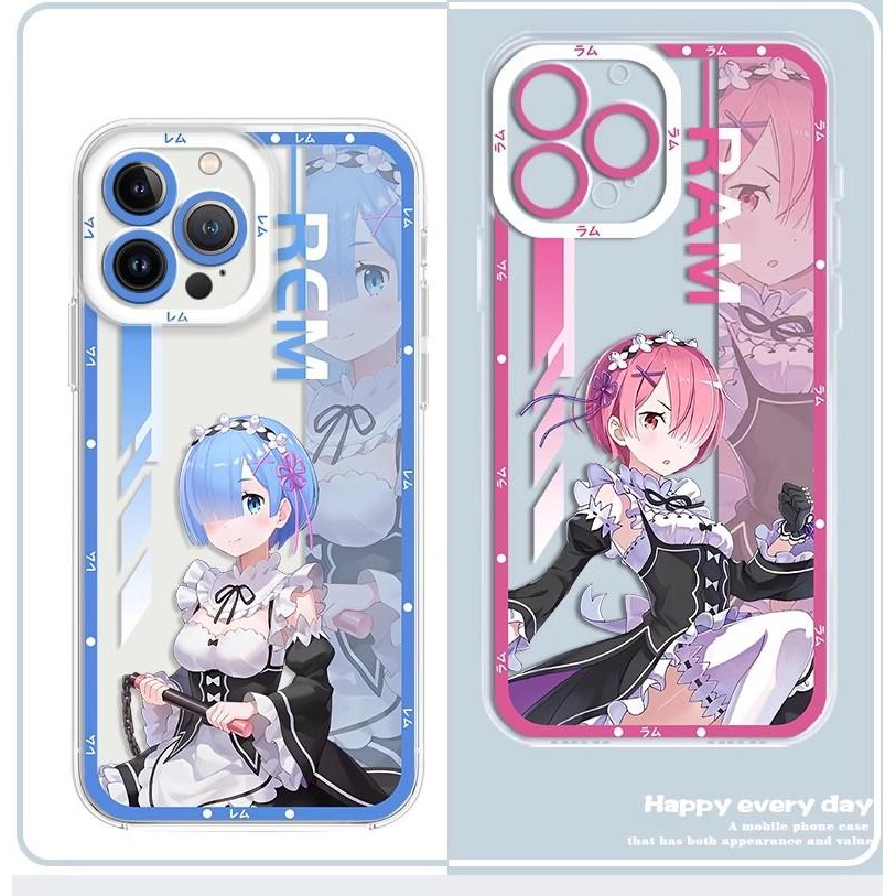 Anime RE Zero Dễ Thương Rem Ram Emilia Ốp Lưng Điện Thoại Di Động Cho Xiaomi Redmi Note 13 Pro 12 11 10 Plus 13C 12C 9C 9A A3 Vỏ Điện Thoại Mềm Dễ Thương Silicon Trong Suốt