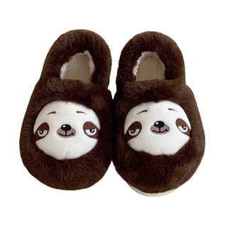 XIXITIAO Dép Cotton Xấu Xí Dễ Thương Sloth Cặp Đôi Ấm Áp Thoải Mái Lông Tất Cả Bao Gồm Gót Nam Nữ Mặc Ngoài Trời