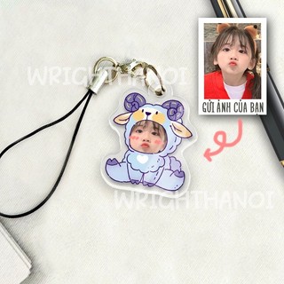 Móc đeo điện thoại, móc khóa acrylic in theo yêu cầu ghép mặt linh thú cute cặp đôi, mẹ và bé quà tặng ý nghĩa đáng yêu