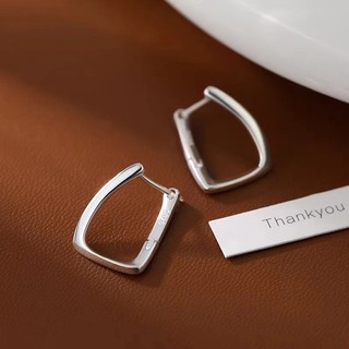 S925 Bạc Hình Học Vòng Bông Tai Đơn Giản Trang Sức Thời Trang Nữ Quà Tặng Học Sinh