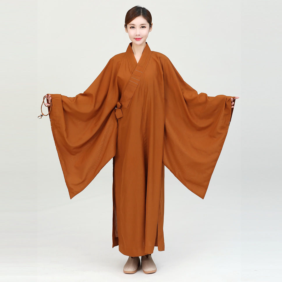 Cao Cấp Opaque Haiqing Layman Quần Áo Nữ Phật Quần Áo Nam Chunhai Qingzen Đền Quần Áo Dài Nâu.