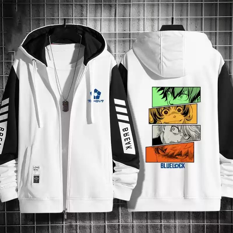 Lật Xanh Khóa Mikage Reo Isagi Yoichi Nagi Seishiro Áo Dây Kéo Áo Khoác Áo cardigan Áo Len Cosplay 3D Áo Chui Đầu