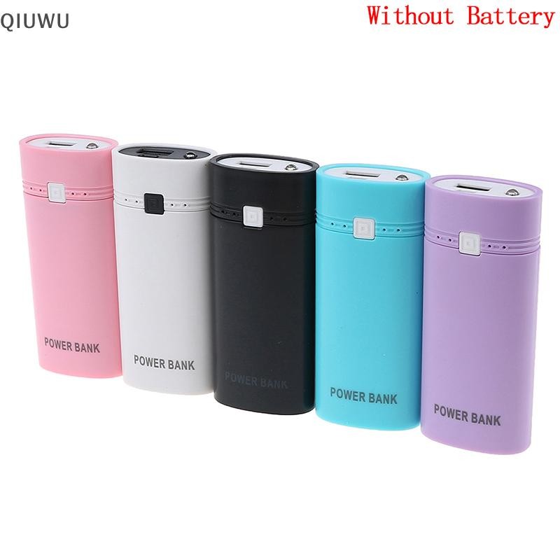Hộp sạc di động USB QIUWU 2x 18650 có đèn flash.