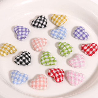 Phụ kiện dán mũ phong cách Hàn Quốc vải kẻ sọc họa tiết trái tim Macaron, nguyên liệu DIY kẹp tóc