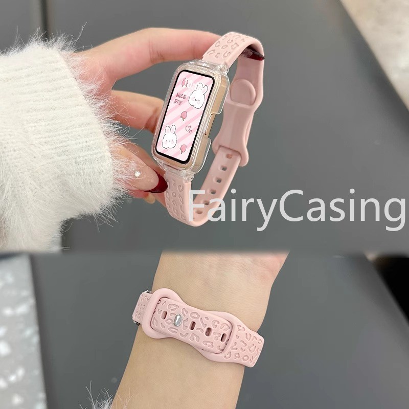 Da Báo In Silicon Dây Đeo Cho Huawei Fit 4 Pro 3 Honor Band 11 Pro 10 9 8 7 6 Phụ Kiện Vòng Tay Correa Cho Huawei Band 9 8 7 6 Dây Đeo Đồng Hồ Thay Thế