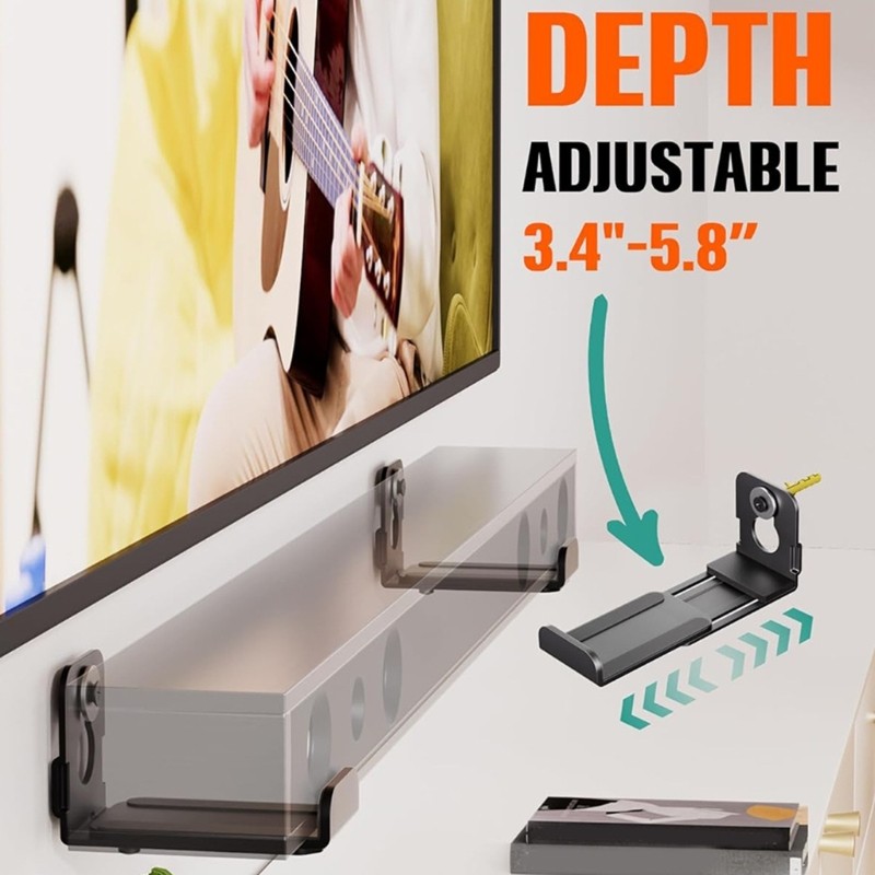 [3C] Giá đỡ loa Soundbar gắn tường có độ sâu có thể điều chỉnh Giá đỡ loa phù hợp đa năng Giá đỡ nổi giữ tới 30lb