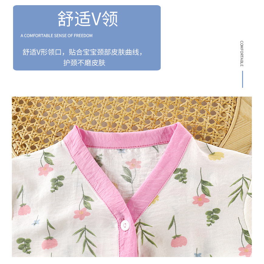 ​​Bộ đồ ngủ mùa hè cho trẻ em Bộ đồ ngủ Cardigan mỏng Bộ đồ ngủ hai mảnh Kích thước 8O-130​​

 PFYZ