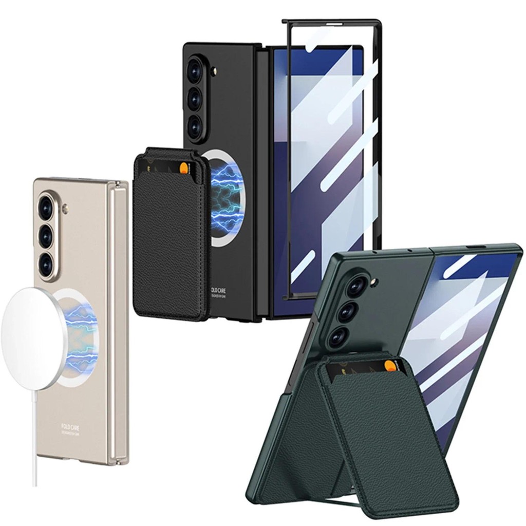 Ốp Điện Thoại Giá Đỡ Thẻ Có Thể Tháo Rời Cho Samsung Galaxy Z Fold 7 6 Fold7 Fold6 Có Vỏ Bảo Vệ Phim Cường Lực