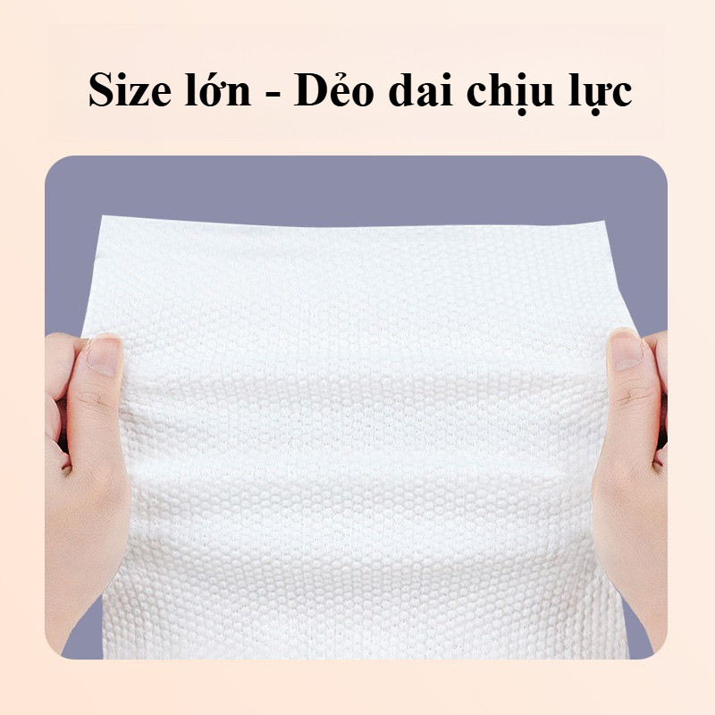 Khăn Mặt Dùng 1 Lần 100 Tờ, Cotton Mềm, Dày Dặn, Đa Năng Khô/Ướt, An Toàn Cho Mọi Loại Da