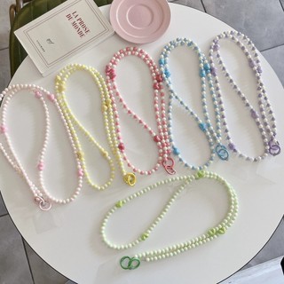 Thời Trang Màu Kẹo Trái Tim Tình Yêu Đính Hạt Wrsit Dây Điện Thoại Đa Năng Đeo Ngang Dây Dài Chống Mất Dây