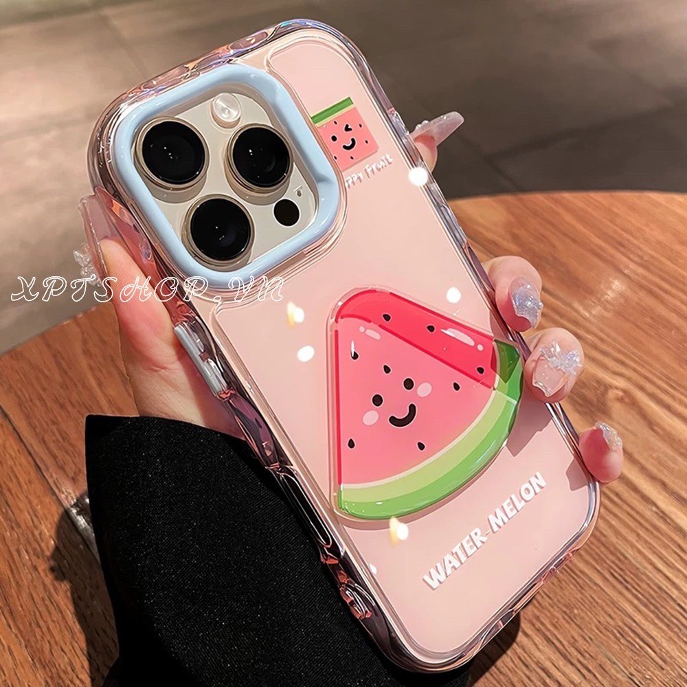 Ốp Điện Thoại Sóng Dây Xích Dưa Hấu 3D Cho iPhone 17 Pro Max 17 Air 16 Plus 15 14 13 12 11 Vỏ Bảo Vệ Chống Sốc