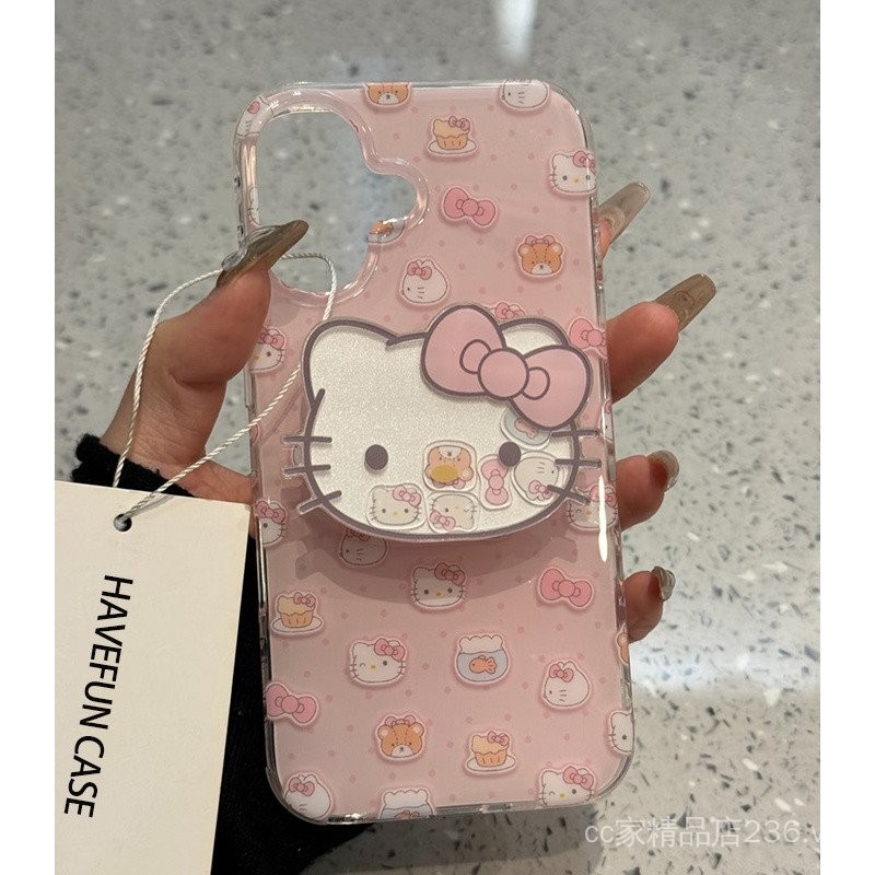 Giá đỡ mèo KT nơ màu hồng Thích hợp cho vỏ điện thoại 16 / 15 / 13 iPhone14promax Giá trị cao 11 / 12