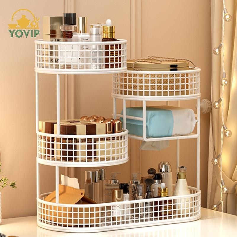 YOVIP 1 Nhẹ Sơn Kim Loại Hộp Đựng Mỹ Phẩm Lắp Đặt Trang Điểm Giá Để Đồ Trang Điểm Hiện Đại Vanity Kệ Để Bàn VN