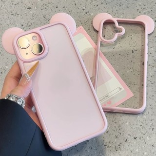 Ốp điện thoại di động acrylic tai mèo ba chiều dễ thương cho iPhone16 Pro Max 15 14 13 12 Pro Max bảo vệ camera chống sốc chống rơi mặt sau cứng