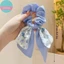 Dây buộc tóc nữ họa tiết hoa và nơ co giãn, phù hợp bé gái thanh lịch