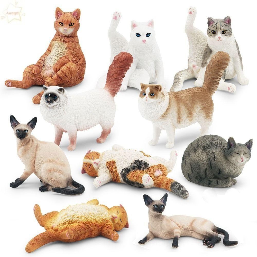 Mô Hình Mèo Xiêm Ragdoll Ba Tư Thật Sống Động, Tượng Nhỏ PVC Dễ Thương Trang Trí Xe Hơi