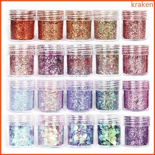 KRA 20 Chai Nhựa Shinning Filling Flash Glitter Powder UV Epoxy Resin Filler