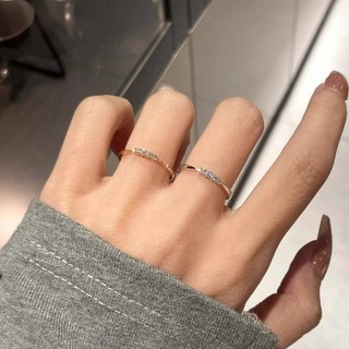 Nhẫn bạc nữ lấp lánh zircon dễ điều chỉnh phong cách Hàn Quốc với thiết kế xếp chồng đa năng và ánh sáng tinh tế