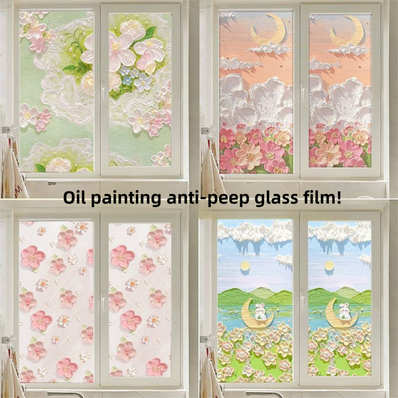 Miếng Dán Cửa Sổ Kính Chống Riêng Tư Nhà Vệ Sinh Cửa Phòng Tắm Cửa Sổ Mờ Miếng Dán Vệ Sinh Chống chói Trong Suốt Phim Opaque