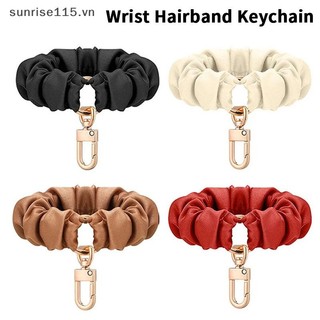 SSVN Sleek Móc Khóa Trang Trí Với Dây Đeo Tay Có Thể Điều Chỉnh Da Scrunchie Móc Khóa Dây Đeo Cổ Tay Co Giãn Cho Nữ.