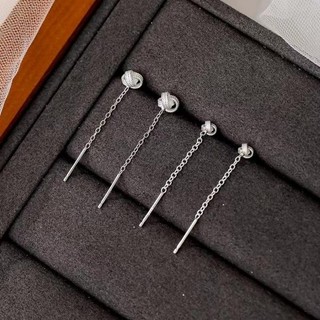 1 Cặp Bạc Tua Rua Bông Tai Retro Dây Thẳng Không Phai Màu Cho Nữ Và Bé Gái