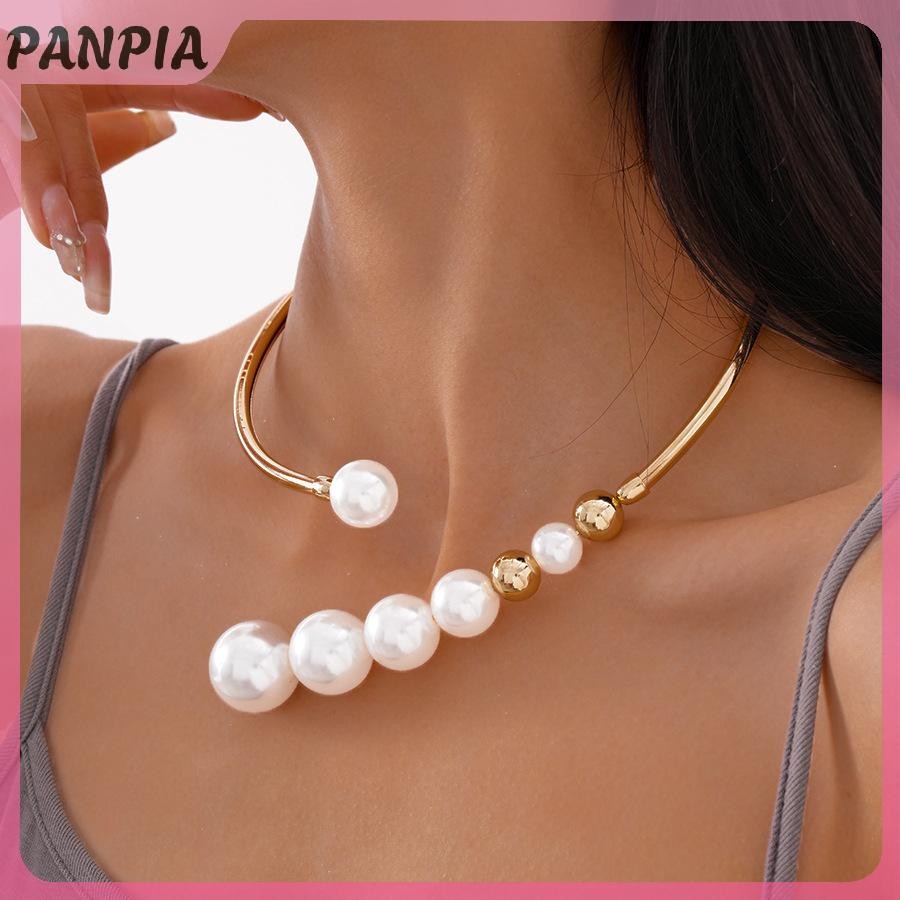 PANPIA-Vòng cổ thời trang giả ngọc trai hình học, mở cổ sang trọng từ thương hiệu PANPIA