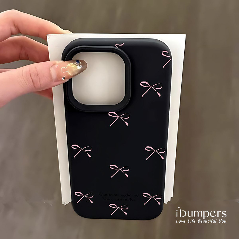 ibumpers Ốp Điện Thoại iPhone Họa Tiết Nơ Màu Hồng Đơn Giản Cho IPhone 16 15 14 12 13 11 Pro Max IP 7 8 Plus X XS XR Ốp Lưng Silicon Lỏng Mềm