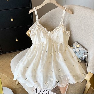 [Phong cách Hàn Quốc Ren rỗng Dây đeo nhỏ 150kg Áo vest] Áo vest cỡ lớn dành cho nữ béo MM Dây đeo cực lớn 150kg Mùa hè Niche Tất cả các trận đấu Áo sơ mi nhỏ ngọt ngào Thiết kế cảm giác Áo ren không tay Áo nữ cỡ lớn Quần áo nữ
