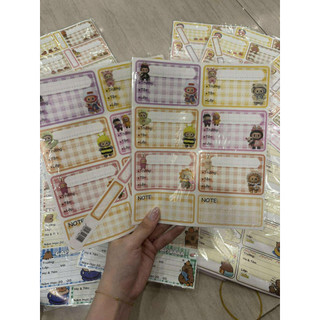 Set Nhãn Vở Họa Tiết Hoạt Hình - Nhãn Dán Sách Vở Dễ Thương