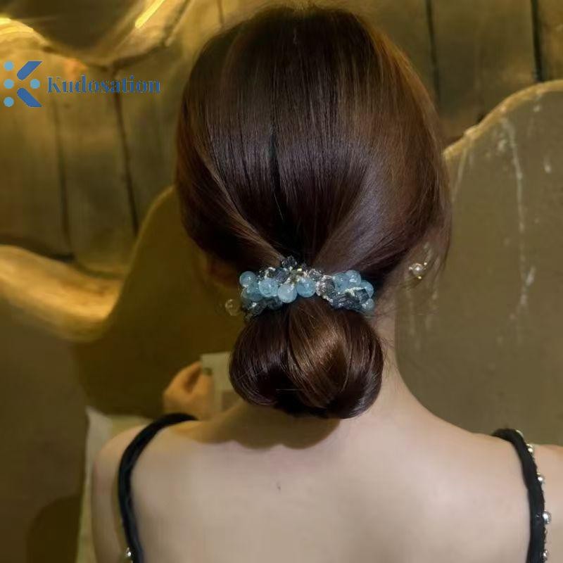 Kudosation Sáng Bóng Pha Lê Dệt Tóc Cao Đuôi Ngựa Thanh Lịch Dây Cao Su Dây Buộc Tóc Sang Trọng Phụ Kiện Tóc Dây Buộc Tóc Co Giãn Tóc