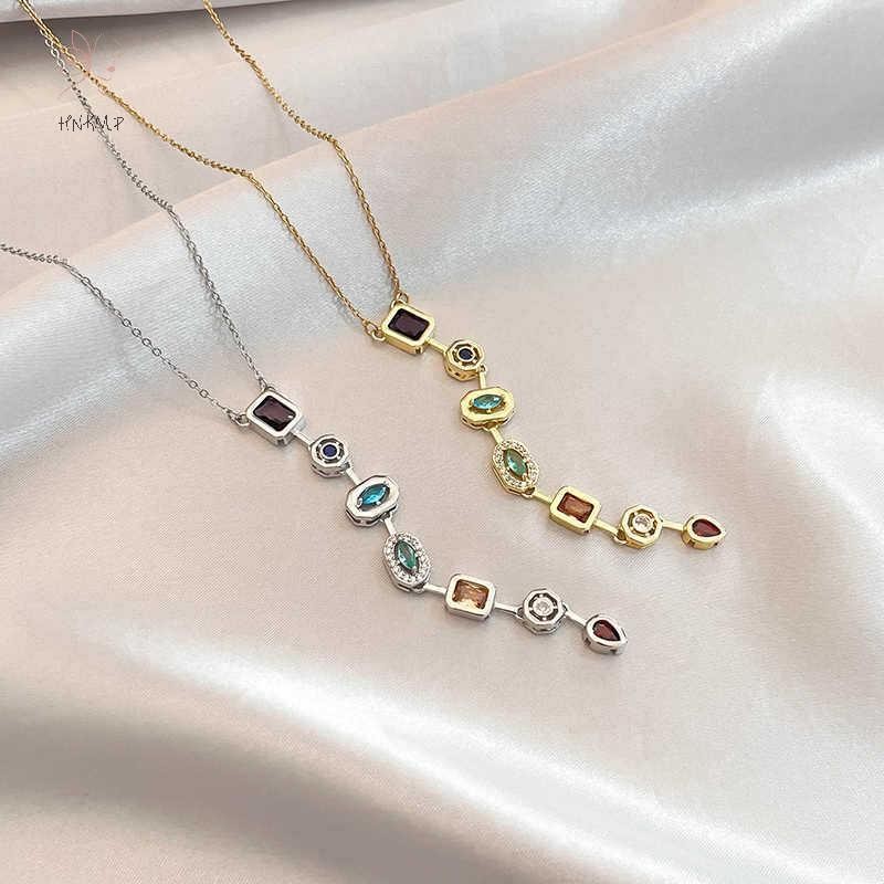 Vòng cổ dài zircon nhiều màu sắc, ánh sáng lấp lánh dành cho nữ