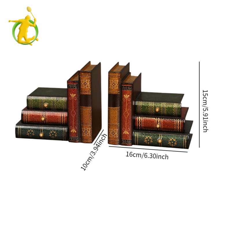 2x Đồ trang trí sách giả Bookends Giá đỡ sách có ngăn kéo lưu trữ Châu Âu