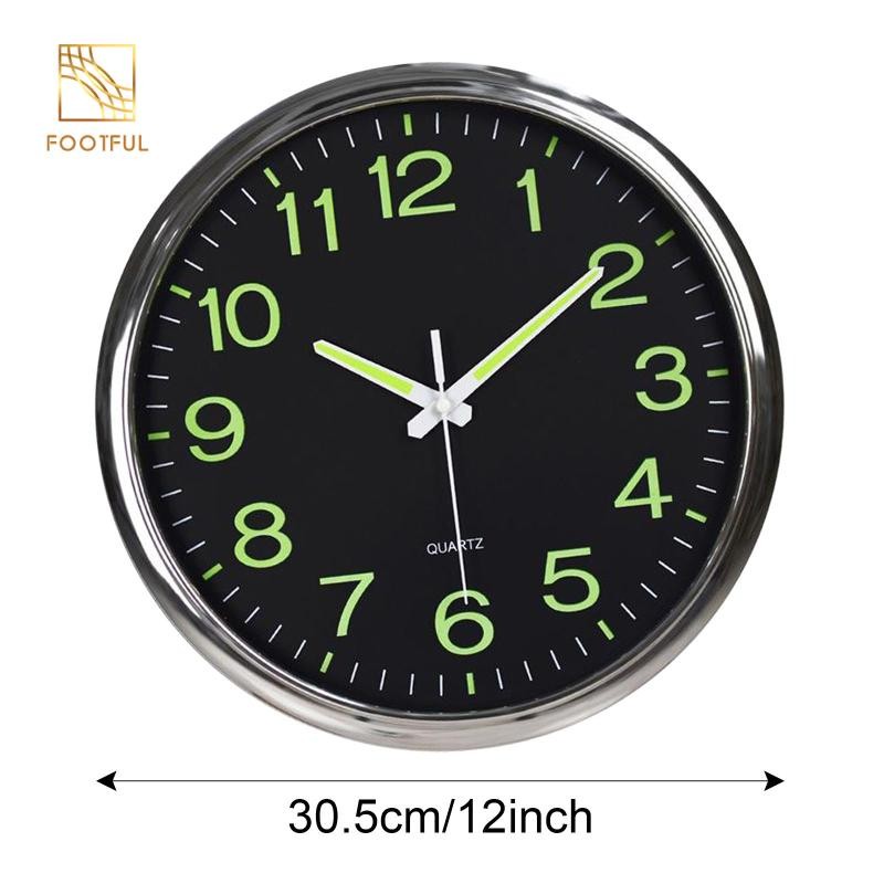 Đồng hồ treo tường phát sáng, Đồng hồ treo tường gia đình chống dính im lặng 12 Inch có đèn ngủ cho phòng khách trong nhà / ngoài trời