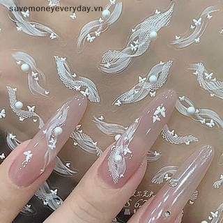 [savemoneyeveryday] 1 Tờ Ruy Băng Ren Trắng Có Ngọc Trai Dán Móng Tay Dính Móng Tay Nghệ Thuật Miếng Dán Trang Trí Móng Tay Nghệ Thuật [vn]
