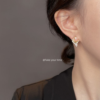 Bông Tai Bạc 925 Mặt Trăng Ngôi Sao Zircon Mạ Vàng 14K - Trang Sức Phái Nữ