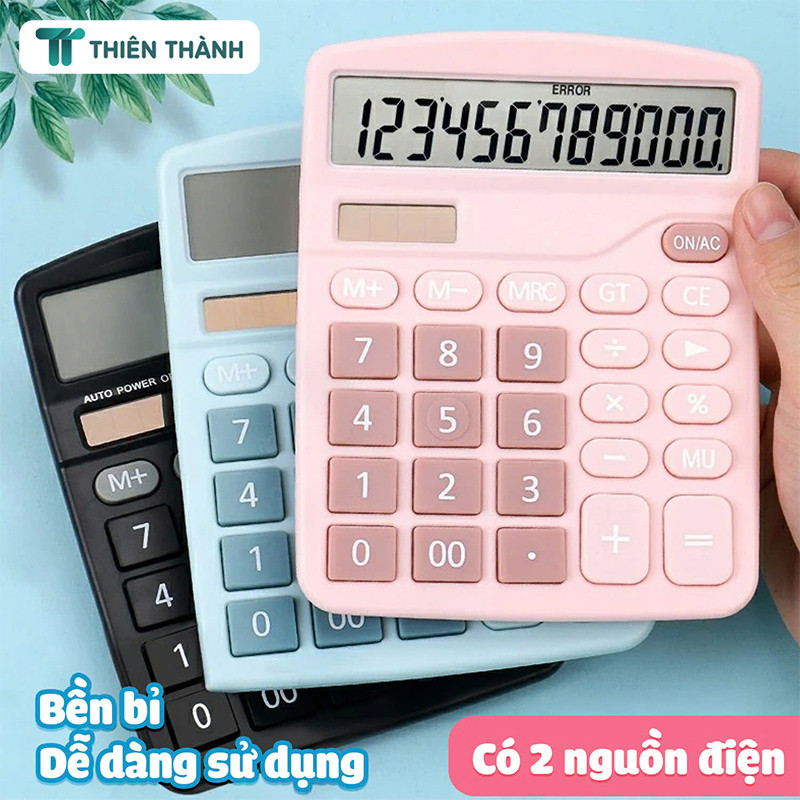 Máy Tính Bỏ Túi 12 Chữ Số - Máy Tính Văn Phòng Pin Mặt Trời, Màn Hình To, Dùng Trong Cửa Hàng