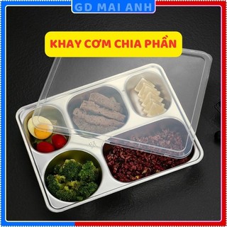 (chuyên sỉ)khay cơm chia phần, khay cơm kèm nắp đạy, khay ăn cơm 4 và 5 ngăn, chất liệu inox 304 cao cấp