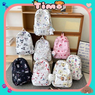 Balo Đi Học Nữ Cute Thời Trang Họa Tiết Kuromi Pochacco Đen Hồng TV31