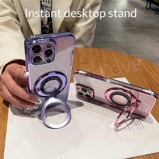 Ốp Điện Thoại Cho Honor 90 Lite 5G 4G Mạ Sang Trọng Gradient Lấp Lánh Vỏ Từ CD Giá Đỡ Camera Bảo Vệ Vỏ Mềm Chống Sốc
