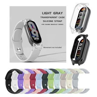 2in1 Dây Đeo Silicon Mềm + Ốp Lưng Cho Xiaomi Miband 10 / 9 / 8 NFC Phiên Bản Gốm Sứ Vòng Tay Thể Thao Bao Da Dây Đeo Tay Thay Thế
