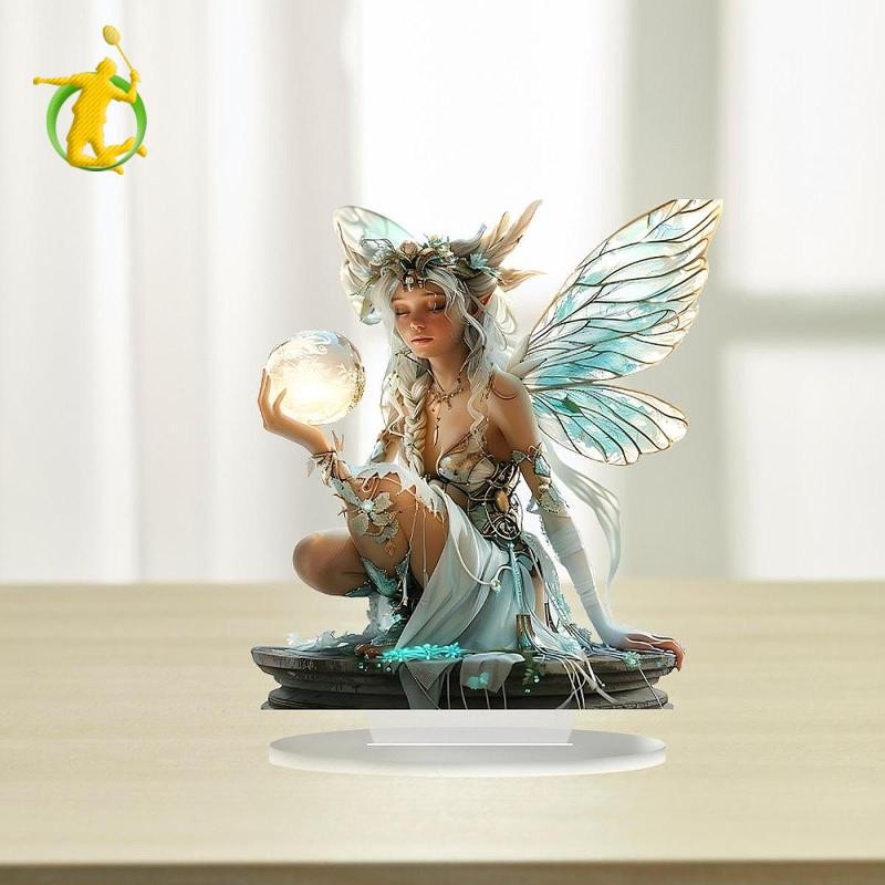 Hình Acrylic trang trí cổ tích 2D Elf cho màn hình máy tính để bàn và kệ sách