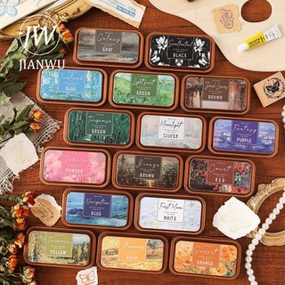 JIANWU Vintage Sắt Hộp Sinh Thái Cotton In Bùn Tạp Chí Chất Liệu In Inkpad Sáng Tạo DIY Đồ Dùng Học Sinh Văn Phòng Phẩm