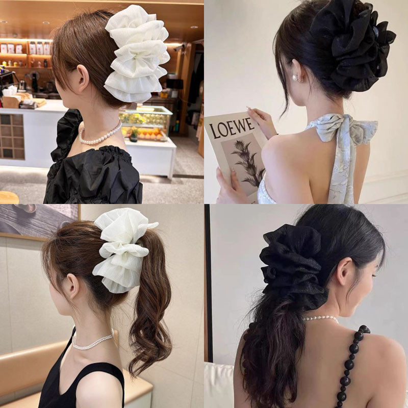 Nơ Hai Mặt Lớn Streamer Bong Bóng Grabbing Nơ Cá Mập Kẹp Tóc