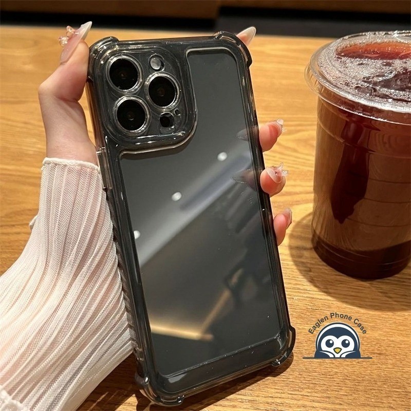 Ốp Điện Thoại Đơn Giản Màu Đen Cho Vivo iQOO 13 12 Pro 7 Neo10 Pro Plus Neo9 Neo 9S Neo8 Neo7 Neo5 Pro SE 5G 4G Bao AirBag Mềm Trong Suốt Bốn Góc Vỏ Chống Sốc