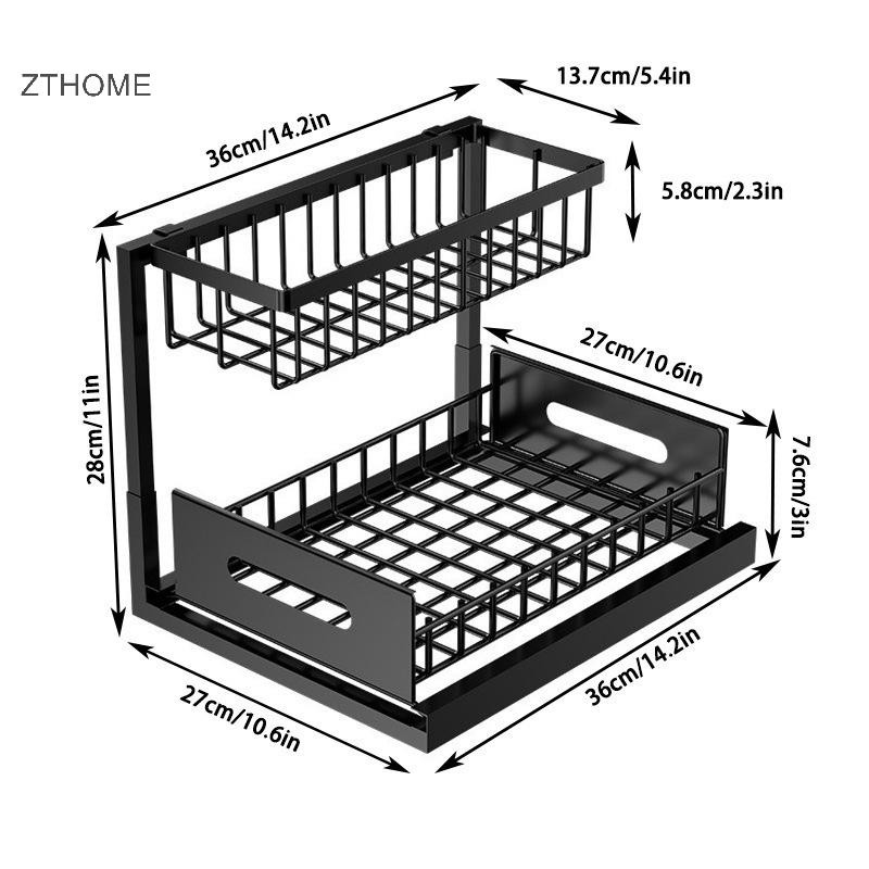 ZTHOME 2 Tầng Dưới Bồn Rửa Tổ Chức Và Bảo Quản Có Ngăn Kéo Trượt Đa Năng Kệ Phòng Tắm Sắp Xếp Cho Nhà Bếp Phòng Tắm Bảo Quản HOT